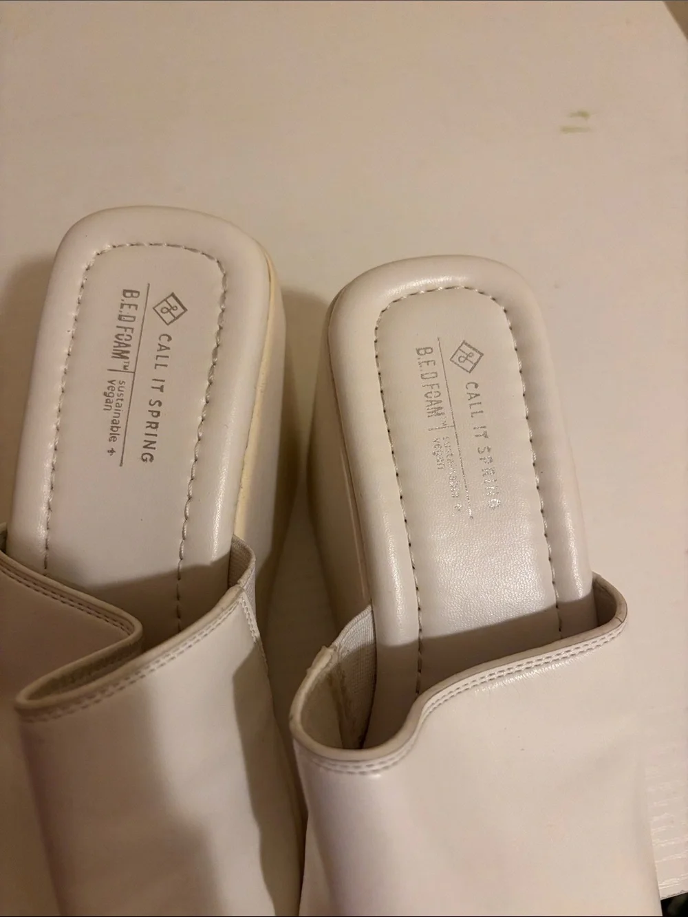 Call It Spring White Platform Slide Wedges